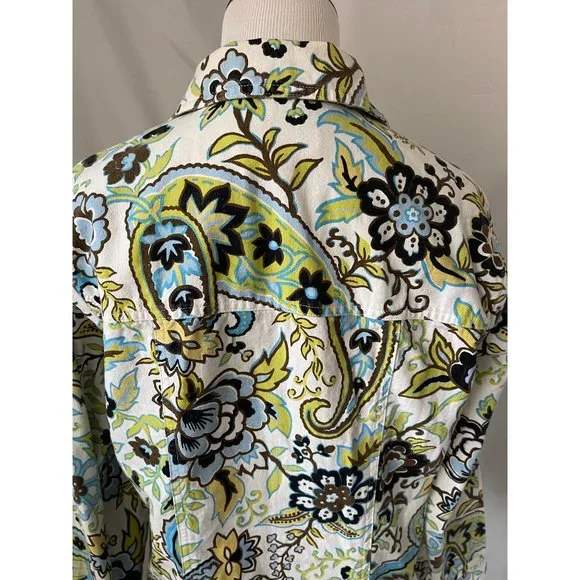 Coldwater Creek White Paisley Print Long Sleeve Jean Jacket - Picture 5 of 13